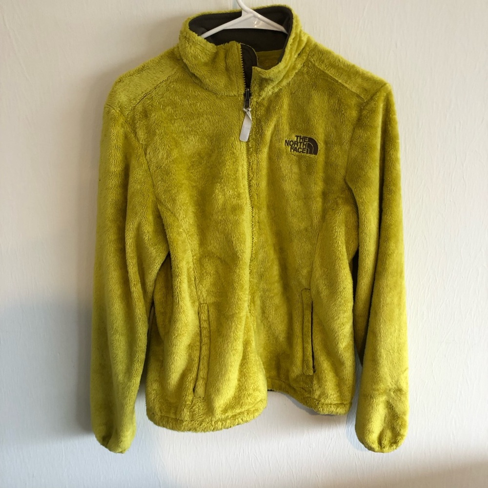Women’s North‎ Face Chartreus Lime Green Polyester Fleece Jacket Coat Size Small